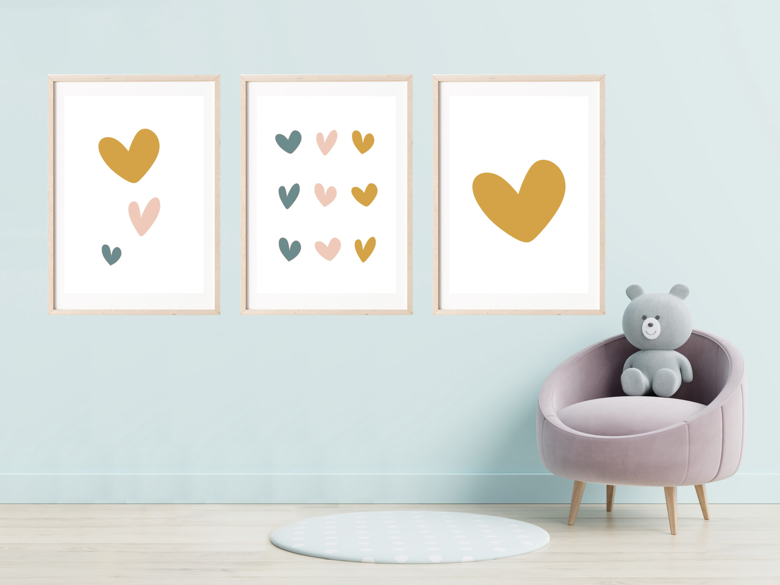 Affiche petits cœurs • Décoration chambre bébé • cadeau enfant