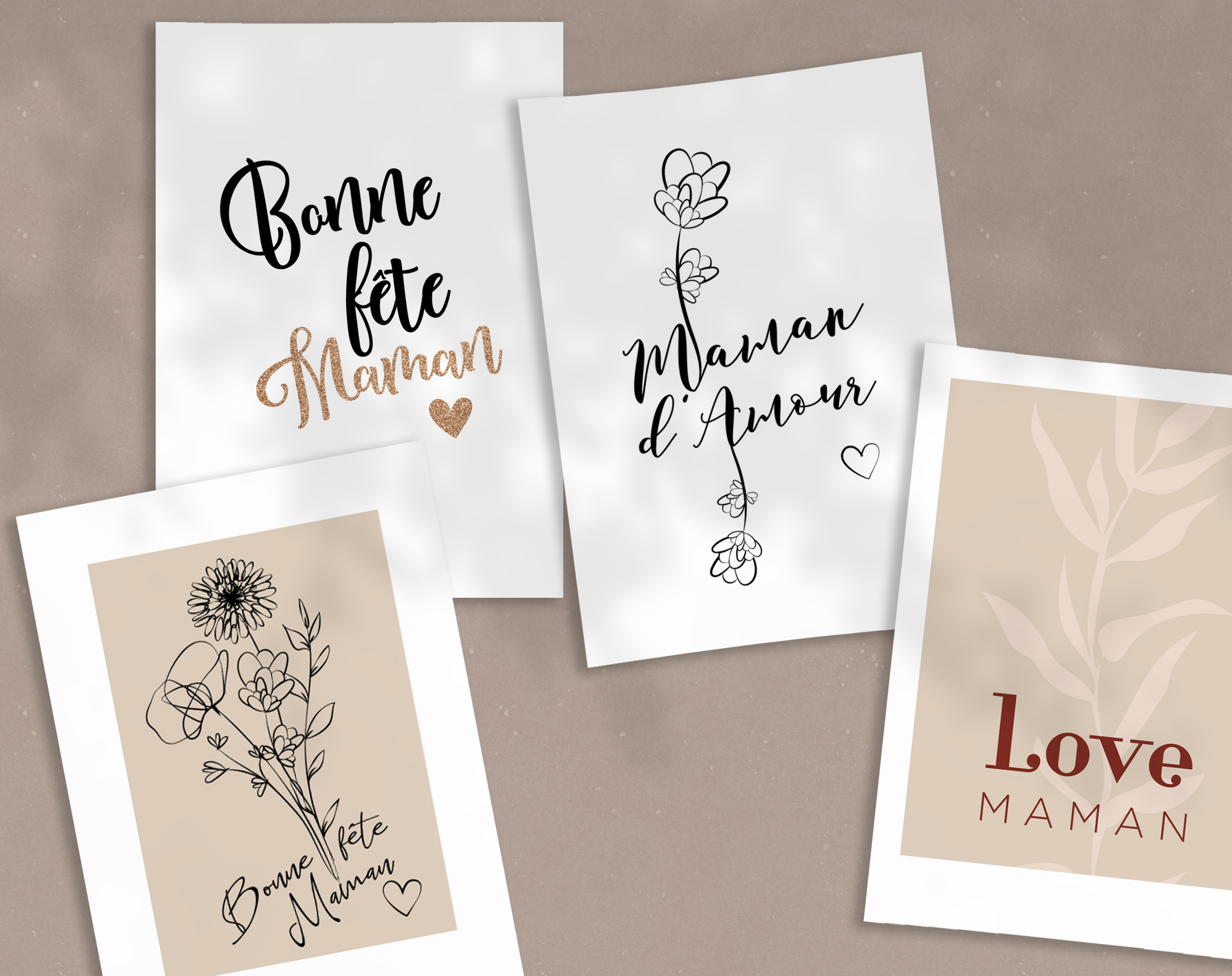 Petites cartes • bonne fête maman  Affiches personnalisées message to  print cadeau maman