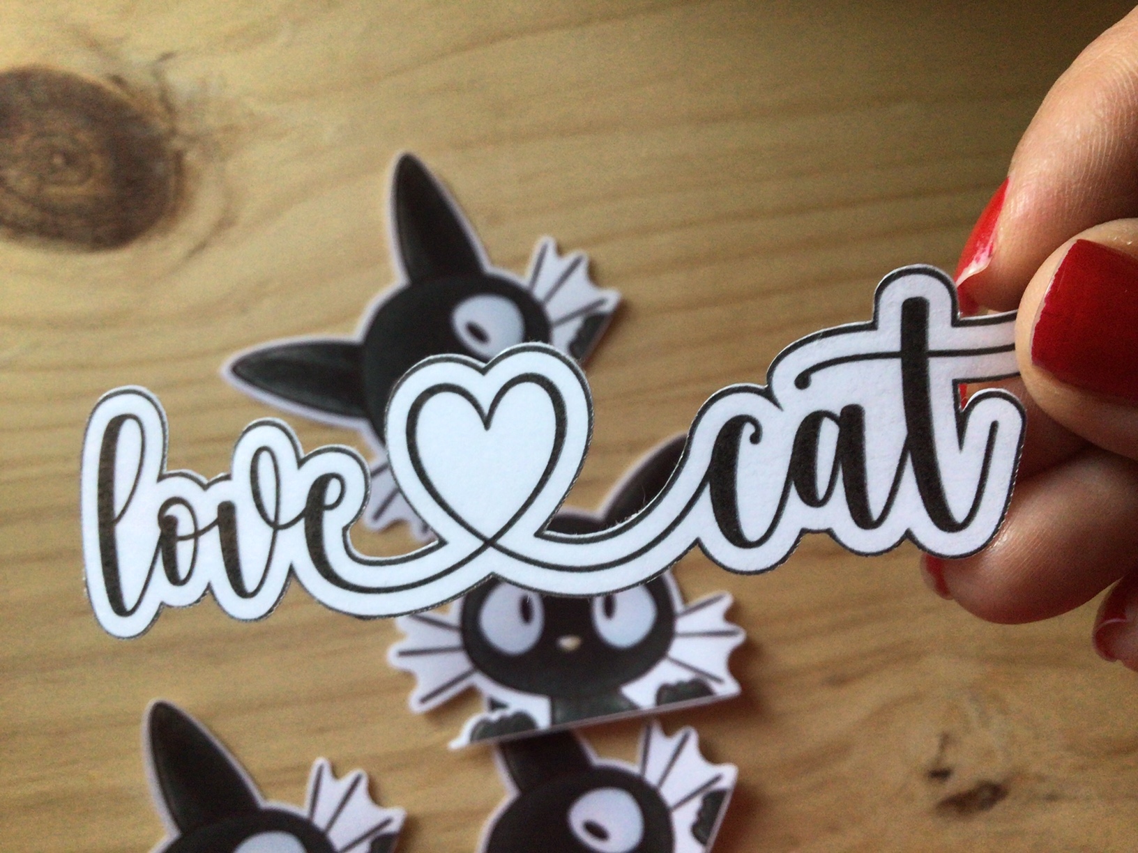Sticker chat noir • Autocollant ordinateur • love cat