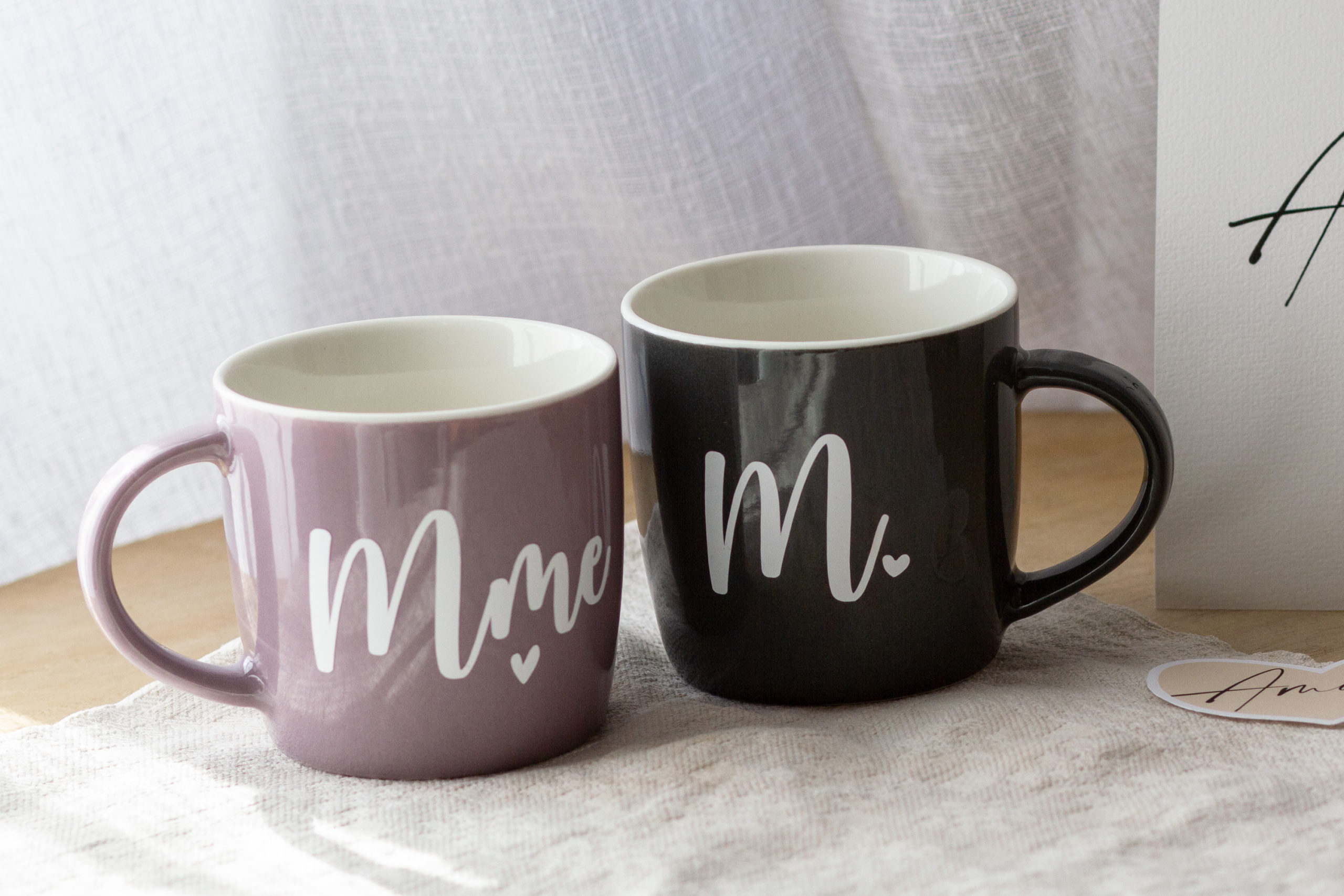 Tasses duo Mme et M. • cadeau mariage • Mugs couple