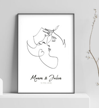 Affiche couple visage minimaliste