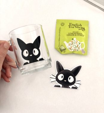 tasse transparente chat noir