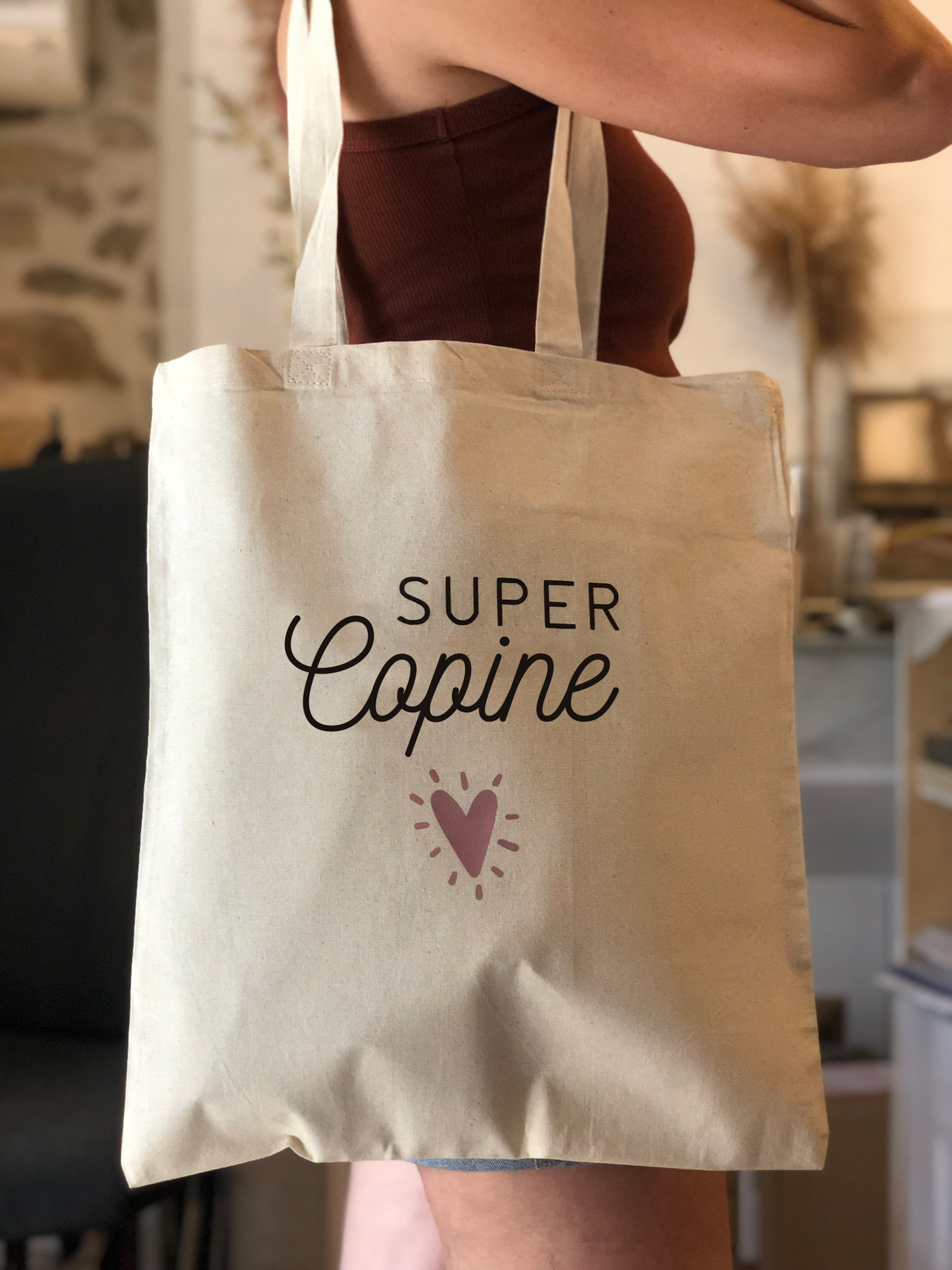 Tote bag Super Copine • Cadeau pour anniversaire • Sac shopping  réutilisable 100% coton
