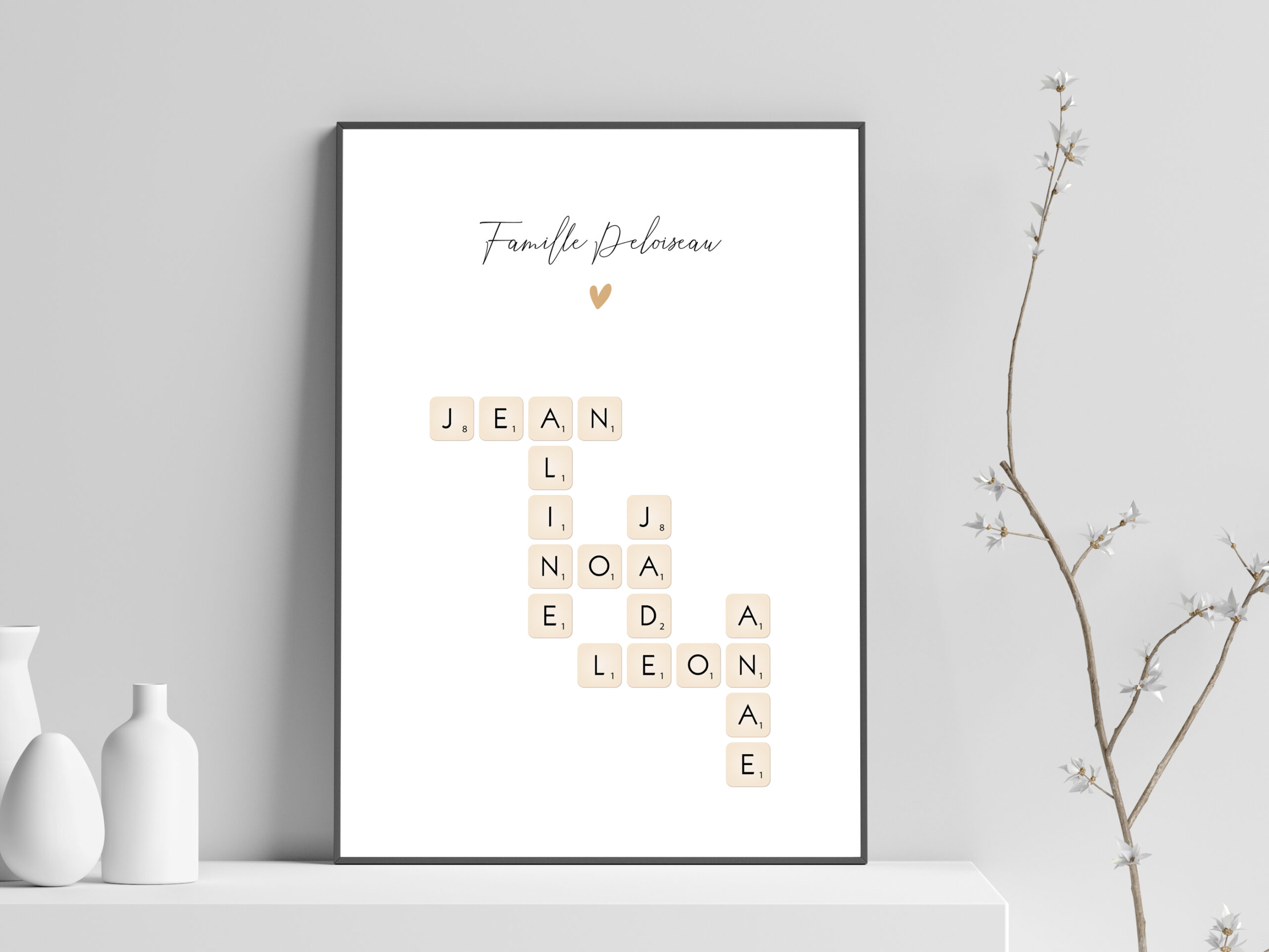 Affiche famille personnalisée Scrabble ♥ Cadeau famille